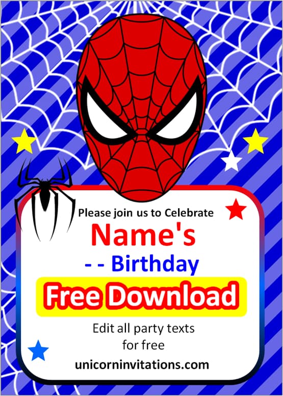 spiderman invitations download