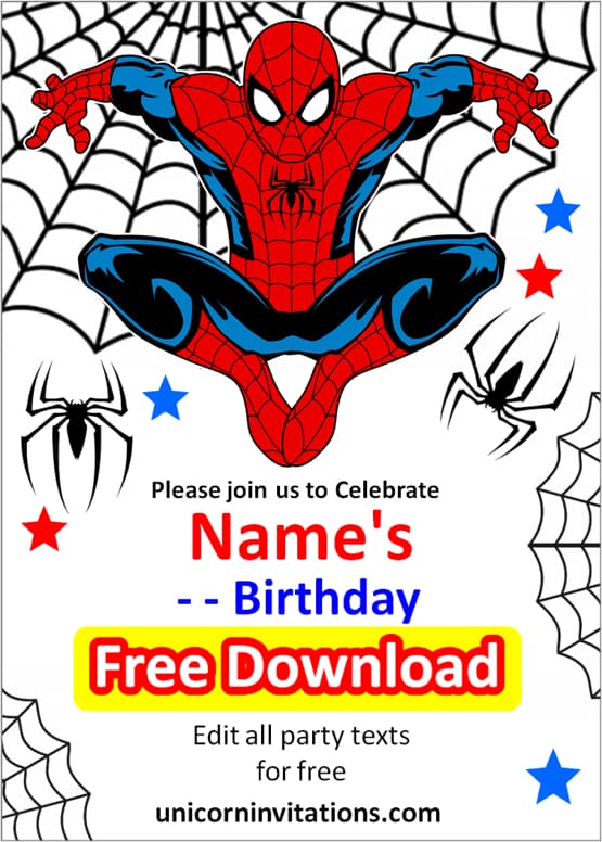 birthday spiderman invitation