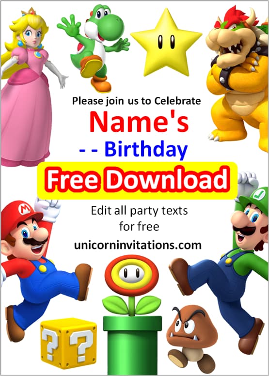 mario invitations online